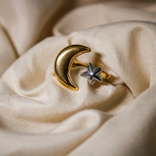 Bague lune étoile